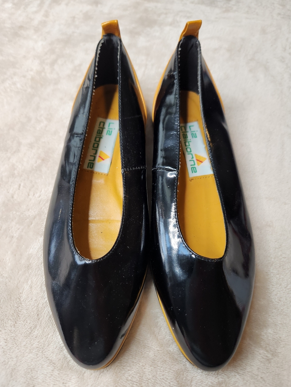 Liz Claiborne Black And Yellow Vintage Flats